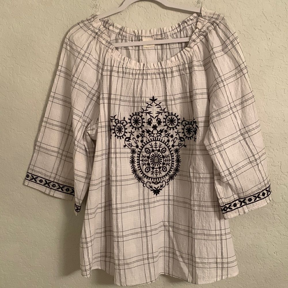 Westbound White Embroidered Top Tunic Size L